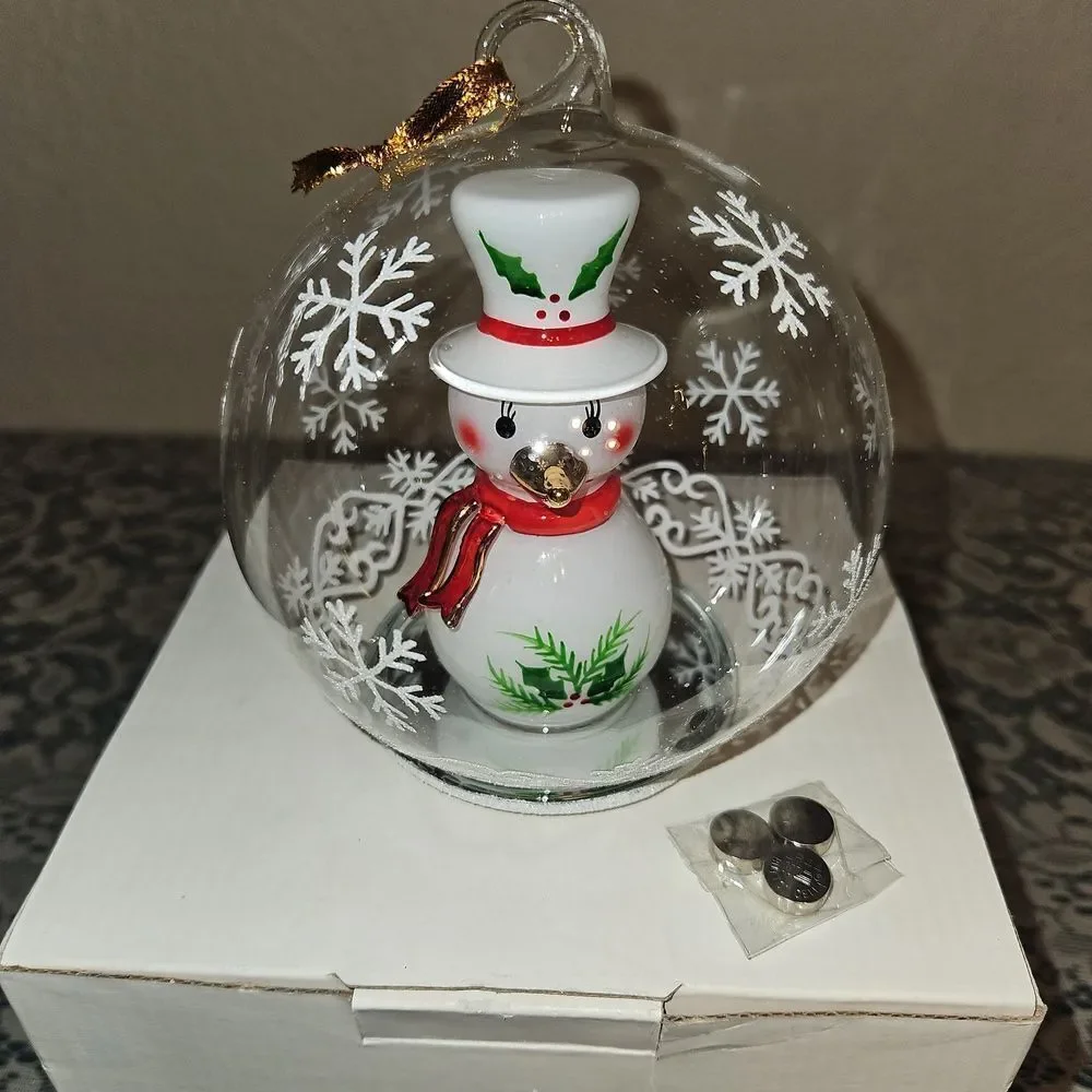 Vintage Soreele LED Lighted Glass Snowman Globe